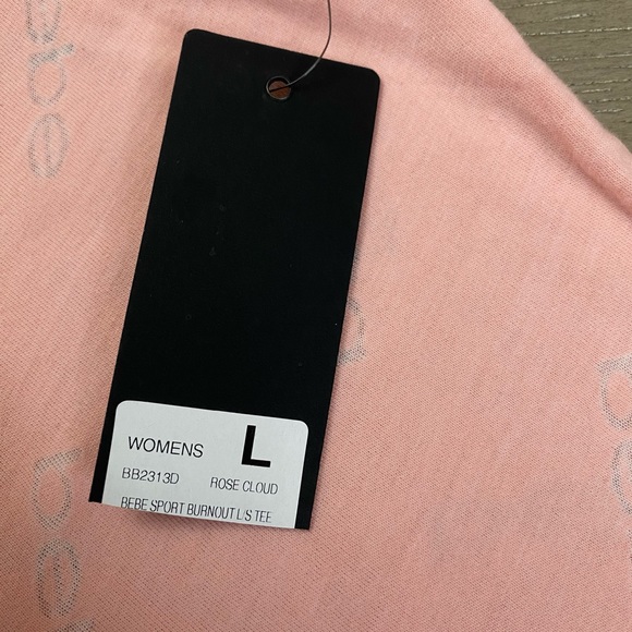 NWT Bebe Sport Burnout Women’s Large Rose Cloud Long Sleeve Tee - Picture 12 of 12